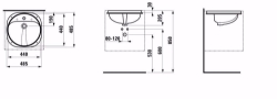Picture of Laufen FIORA - Einbauwaschtisch von unten, mit Armaturenbank, geschliffen, 000 weiss, 485 x 485 x 205, Art.Nr. : H8117820000001