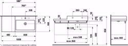 Picture of Laufen LIVING CITY - Waschtisch, Ablage links, 000 weiss, 1 Hahnloch, 1000 x 460 x 155, Art.Nr. : H8184310001041