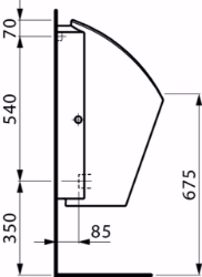 Picture of Laufen LEMA - Absauge-Urinal, ohne HF-Urinalsteurung, ohne Spezialabsaugesiphon für Ersatzbedarf, 000 weiss, 350 x 400 x 700, Art.Nr. : H8401950000001