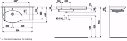 Picture of Laufen PALACE - Waschtisch, Ablage rechts, schneidbar bis 800 mm, 000 weiss,  1 Hahnloch/einseitig geschnitten, 900 x 460 x 155, Art.Nr. : H8167020001351