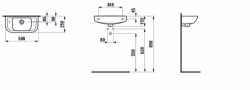 Picture of Laufen PRO - Handwaschbecken, Hahnloch links oder rechts, 500 x 250 x 155, 1 Hahnloch links 000, weiss 1 Hahnloch links , Art.Nr. : H8169570001051