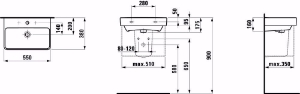 Picture of Laufen PRO S - Waschtisch compact, 550 x 380 x 170,  1 Hahnloch/ohne Überlauf Art.Nr. : H8189580001561