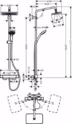 Picture of Hansgrohe Croma E Showerpipe 280 1jet EcoSmart mit Thermostat, chrom , Art.Nr. : 27660000