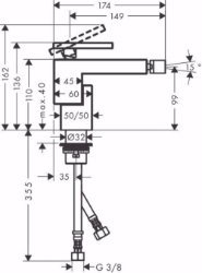 Picture of AXOR Edge Einhebel-Bidetmischer mit Push-Open Ablaufgarnitur, chrom , Art.Nr. : 46210000