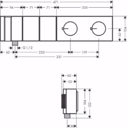 Picture of AXOR Edge Thermostatmodul Select 470/100 Unterputz für 2 Verbraucher, chrom , Art.Nr. : 46700000