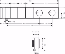 Picture of AXOR Edge Thermostatmodul Select 540/100 Unterputz für 3 Verbraucher - Diamantschliff, chrom , Art.Nr. : 46711000