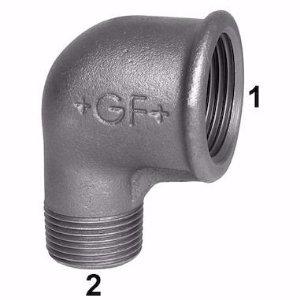Picture of +GF+ 92 Winkel 90°, Aussengewinde reduziert, ISO/EN A4, Dim. (1-2): 1" ‑ 1/2", Art.Nr.: 770092130