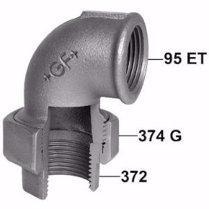 Picture of +GF+ 95 Winkelverschraubung, flach dichtend, ISO/EN UA1, Dimension ″: 1/2", Art.Nr.: 770095204