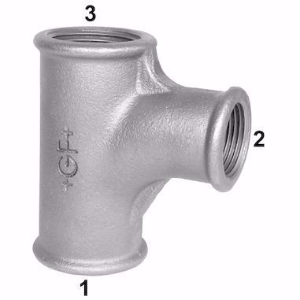 Picture of +GF+ 131 Bogen-T-Stück, Abzweig reduziert, ISO/EN E1, Dim. (1-2): 2" ‑ 11/2", Art.Nr.: 770131132