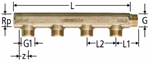 Picture of Nussbaum  86003 Optiflex-Verteiler gerade, 4-fach mit Innengewinde und Aussengewinde, Grösse: DN 20 x 4, Art.Nr. 86003.24 - Neue Nummer 86003.44