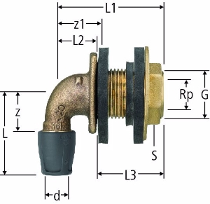 Picture of Nussbaum  85179 Optiflex-Profix-Wanddurchführungswinkel, Grösse: 16 x ½ x 55, Art.Nr. 85179.22