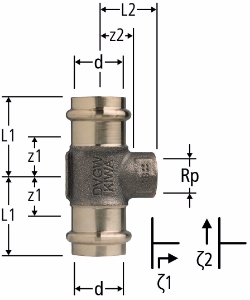 Picture of Nussbaum  81013 Optipress-Aquaplus-T-Stück mit Innengewinde, Grösse: 22 x ¾ x 22, Art.Nr. 81013.29