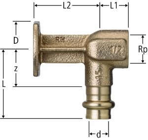Picture of Nussbaum  81054 Optipress-Aquaplus-Anschlusswinkel mit abgesetztem Wandflansch, Grösse: 18 x ½, Art.Nr. 81054.22