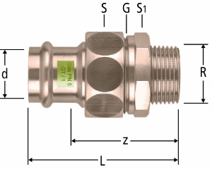 Picture of Nussbaum  88072 Optipress-Gaz-Verschraubung mit Aussengewinde, konischdichtend, Grösse: 35 x 1¼, Art.Nr. 88072.26