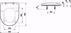 Picture of Laufen MODERNA R schwarz mattz - WC-Sitz mit Deckel, abnehmbar, mit Absenkautomatik, Scharniere Kunstoff mi Metalabdeckung, 460 x 383 x 49, Art.Nr. : H8935440200001