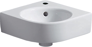 Picture of Geberit Compact Eckwaschtisch mit Hahnloch und Überlauf KeraTect, weiss, 32x32cm, Art.Nr. : 276132600