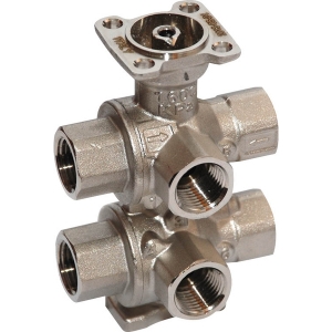Picture of Belimo Regelkugelhahn, 6-Weg, DN 20, Innengewinde, Rp 3/4", PN 16, ps 1600 kPa, kvs1 0.63 m³/h, kvs2 4 m³/h, 
Mediumstemperatur 6...80°C, Art.Nr. R3020-P63-4-B2