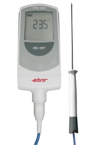 Picture of Ebro Electronic TFE-510+TPE 400 Thermometer Typ T (schnelle Ansprechzeit), mit Einstichfühler NL120/3mm an Handgriff an 60cm Silikonkabel, Lemo, Art.Nr. : 1340-5516