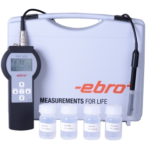 Picture of Ebro Electronic PHT 830-1 pH-Meter-Set (pH-Meter, Kunststoff-Elektrode, 3 Pufferlösungen, KCl-Lösung, alles im Kunststoffkoffer), Art.Nr. : 1340-5812