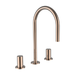 Picture of Laufen Armaturen - 3-Loch Waschtischmischer, Ausladung 166 mm, Schwenkauslauf, ohne Ablaufventil, PVD Rosegold , Art.Nr. : H3123330822201