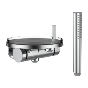 Picture of Laufen Armaturen - Bademischer für Simibox 1-Point, Ausladung 170 mm, mit Zubehör, mit Disc Ablageschale Kristallklar (Ablageschale in 3 weiteren Farben erhältlich) , Art.Nr. : H3213390041411