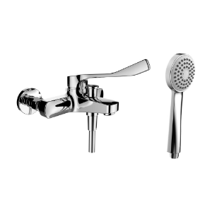 Picture of Laufen Armaturen - Bademischer, Ausladung 182 mm, Anschlussdistanz 153 mm, mit Verschraubungen, mit Zubehör, Patrone mit fixen Limitierungen , Art.Nr. : HF500962100094
