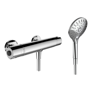 Bild von Laufen Armaturen - Thermostatischer Duschenmischer, Anschlussdistanz 153 mm, mit Verschraubungen, mit Zubehör , Art.Nr. : HF504350100000