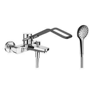 Picture of Laufen Armaturen - Bademischer, Ausladung 182 mm, Anschlussdistanz 153 mm, mit Verschraubungen, mit Zubehör , Art.Nr. : HF941060100094
