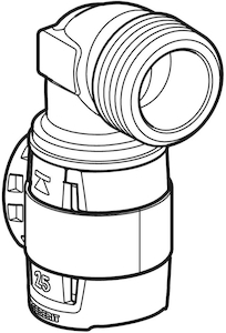 Picture of Geberit FlowFit Übergangsbogen 90° mit AG, lang 25mm x 1", Art.Nr. :620.527.00.1
