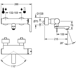 Picture of KWC F5L-Therm F5LT1005 Thermostat-Wandbatterie mit Rückflussverhinderer:ja, Drucklos:nein, mit Filter:ja, Art.Nr. : 2030066484