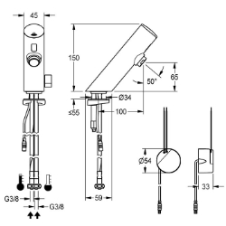 Picture of KWC F3EM1003 Elektronik-Standbatterie mit Rückflussverhinderer:ja, Berechnungsdurchfluss Trinkwasser:0.07 l/s, Berechnungsdurchfluss Warmwasser:0.07 l/s, Art.Nr. : 2030033545
