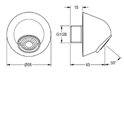 Picture of KWC ZTAPS0004 Wandauslauf Neigungswinkel:50 Grad, Ausladung des Auslaufs:28 mm, Art des Auslaufes:Wandauslauf, Art.Nr. : 2000107291