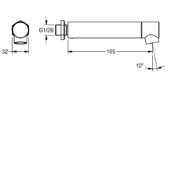 Picture of KWC AQRM906 Wandauslauf Neigungswinkel:10 Grad, Ausladung des Auslaufs:165 mm, Art des Auslaufes:Wandauslauf, Art.Nr. : 2000100806