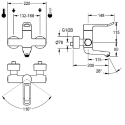 Picture of KWC F4LT-Med F4LT1005 Thermostat-Wandbatterie Drucklos:nein, Funktionsprinzip:manuell, Nennweite:DN 15, Art.Nr. : 2030066753