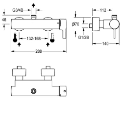 Picture of KWC F5L-Therm F5LT2001 Thermostat-Wandbatterie Zusätzliche Verbindungen:nein, mit Rückflussverhinderer:ja, Zirkulation:nein, Art.Nr. : 2030066495