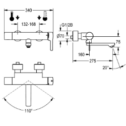 Picture of KWC F5L-Therm F5LT1014 Thermostat-Wandbatterie mit Rückflussverhinderer:ja, Berechnungsdurchfluss Trinkwasser:0.07 l/s, Berechnungsdurchfluss Warmwasser:0.07 l/s, Art.Nr. : 2030066492