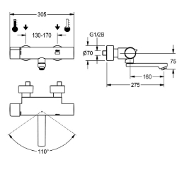 Picture of KWC F5E-Therm F5ET1018 Elektronik-Thermostatbatterie mit Rückflussverhinderer:ja, Berechnungsdurchfluss Trinkwasser:0.07 l/s, Berechnungsdurchfluss Warmwasser:0.07 l/s, Art.Nr. : 2030039529