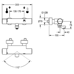 Picture of KWC F5E-Therm F5ET1016 Elektronik-Thermostatbatterie mit Rückflussverhinderer:ja, Berechnungsdurchfluss Trinkwasser:0.07 l/s, Berechnungsdurchfluss Warmwasser:0.07 l/s, Art.Nr. : 2030039527