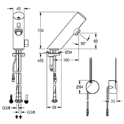 Picture of KWC F3EM1008 Elektronik-Standbatterie mit Rückflussverhinderer:ja, Berechnungsdurchfluss Trinkwasser:0.07 l/s, Berechnungsdurchfluss Warmwasser:0.07 l/s, Art.Nr. : 2030039472