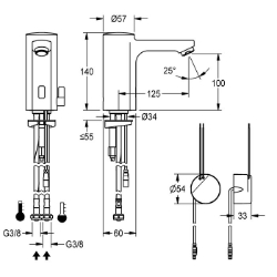 Picture of KWC F5E-Mix F5EM1009 Elektronik-Standbatterie mit Rückflussverhinderer:ja, Berechnungsdurchfluss Trinkwasser:0.07 l/s, Berechnungsdurchfluss Warmwasser:0.07 l/s, Art.Nr. : 2030039432