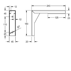 Picture of KWC PLANOX PL18SU Konsole Gesamttiefe:240 mm, Gesamthöhe:180 mm, Gesamtbreite:45 mm, Art.Nr. : 2030043812