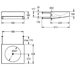 Picture of KWC HEAVY-DUTY HDTX455 Waschtisch Typ des Beckens:Waschbecken, Beckenposition:mittig, Becken: Höhe:81 mm, Art.Nr. : 2000100058