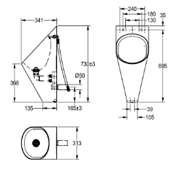 Picture of KWC CAMPUS CMPX538 Urinal Anschlussgröße:G 1/2 B, LEED MR credit 4 (1-2 points):31% pre-consumer / 56% post, Material:Edelstahl, Art.Nr. : 2000071872
