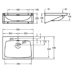 Picture of KWC ANIMA WT600A-M Waschtisch Typ des Beckens:Waschbecken, Beckenposition:mittig, Becken: Höhe:146 mm, Art.Nr. : 2000103765