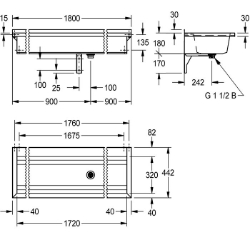 Picture of KWC PLANOX PL18T Waschrinne Spritzschutzhöhe:30 mm, Becken: Höhe:180 mm, Becken: Tiefe:320 mm, Art.Nr. : 2030043788