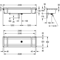 Picture of KWC PLANOX PL24 Waschrinne Spritzschutzhöhe:30 mm, Becken: Höhe:180 mm, Becken: Tiefe:320 mm, Art.Nr. : 2030043782