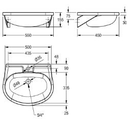 Picture of KWC ANIMA BS204-M Waschtisch Typ des Beckens:Waschbecken, Beckenposition:mittig, Becken: Höhe:155 mm, Art.Nr. : 2000103078