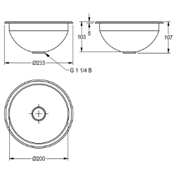 Picture of KWC RONDO RNDX200 Einlege- und Unterbau-Rundbecken Beckenposition:mittig, Becken: Höhe:108 mm, Oberflächenbehandlung des Beckens:seidenmatt, Art.Nr. : 2000056331