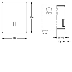 Picture of KWC F5E F5EF3010 Urinalspülarmatur Ausführung Einbauarmatur:F-Set, Höhe der Abdeckplatte:150 mm, Breite der Abdeckplatte:120 mm, Art.Nr. : 2030067743
