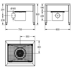 Picture of KWC SIRIUS SIRX711C Schuh- und Stiefelreinigungsanl Beckenposition:mittig, Beckendesign:90° Ecken, Becken: Höhe:180 mm, Art.Nr. : 2000100354